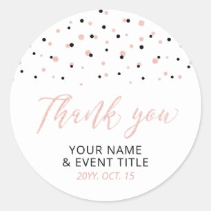 Sticker Rond Rose noire or moderne Favori d'anniversaire Merci