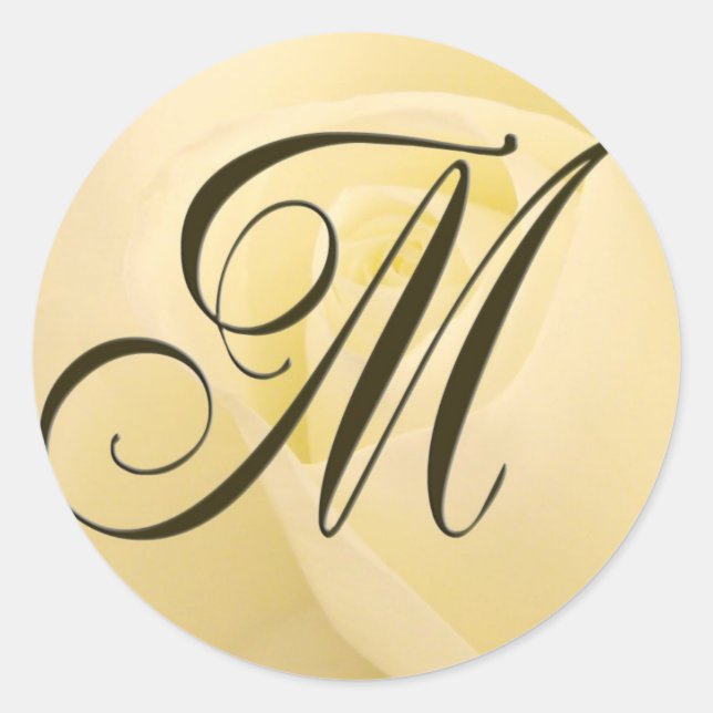 Sticker Rond Rose nuptial blanc - M initial (Devant)
