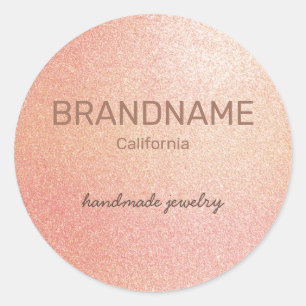 Sticker Rond Rosé Or Couleur Gradient Texture Faux Parties scin