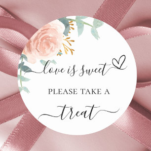 Sticker Rond Rose or floral eucalyptus mariage faveur traiter