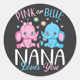 Sticker Rond Rose Ou Bleu Nana Vous Aime Bébé Eléphant