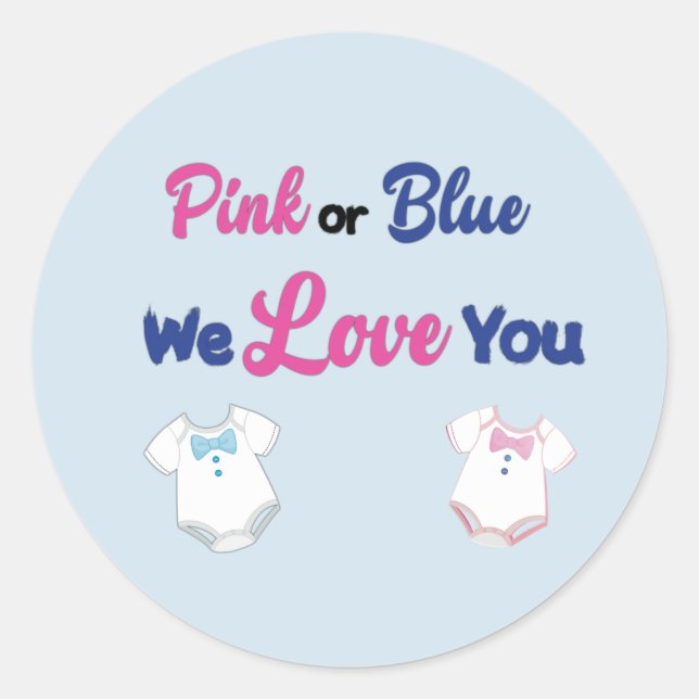Sticker Rond Rose ou Bleu Nous t'aimons Coussins (Devant)