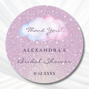 Sticker Rond Rose Pailleté Tendance Nuage Remerciement pour une