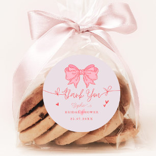 Sticker Rond Rose Pâle Nœud Elle Attache le Nœud Réception de M