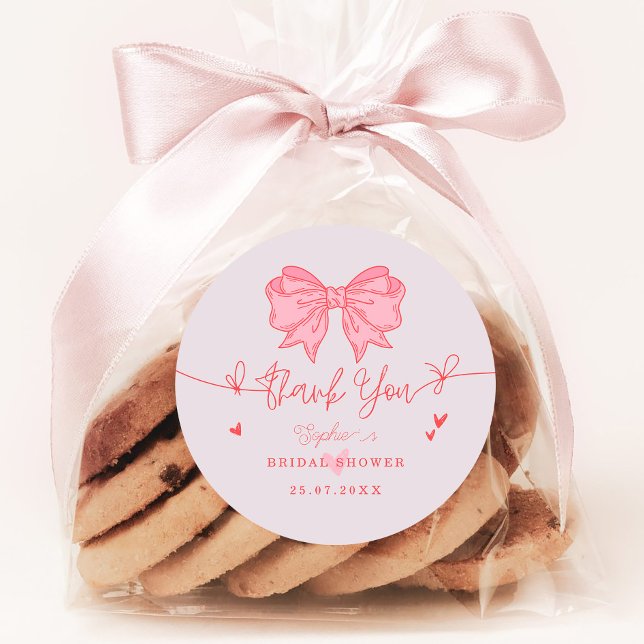 Sticker Rond Rose Pâle Nœud Elle Se Marie Réception de Mariage (Créateur téléchargé)