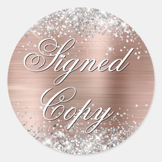Sticker Rond Rose Parties scintillant Argent Or Foil fantaisie  (Devant)