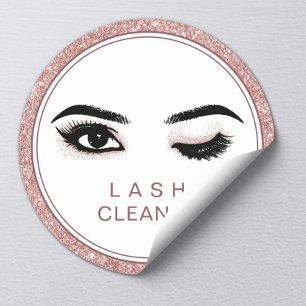 Sticker Rond Rose Parties scintillant or Eyelash Extensions Las