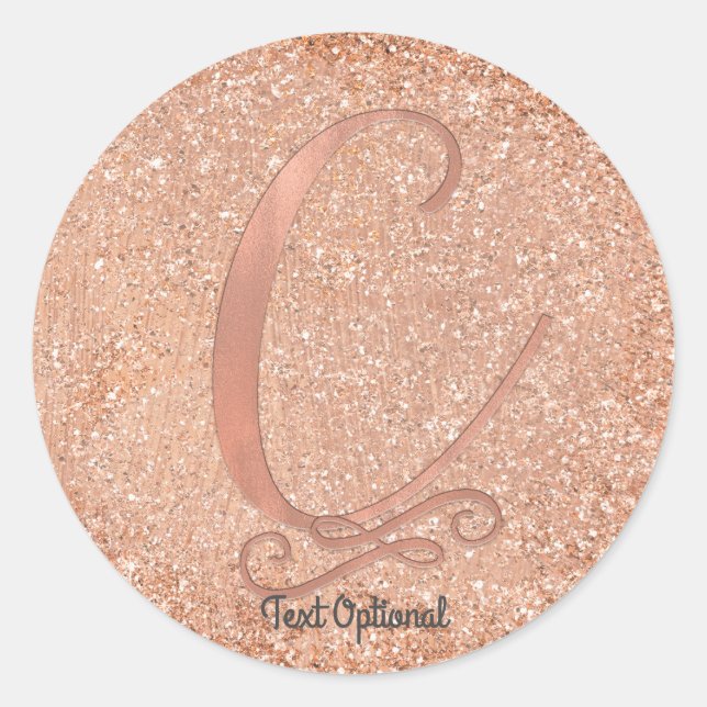 Sticker Rond Rose Parties scintillant or personnalisé Lettre in (Devant)