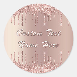 Sticker Rond Rose Parties scintillant or Sparkly personnalisé S