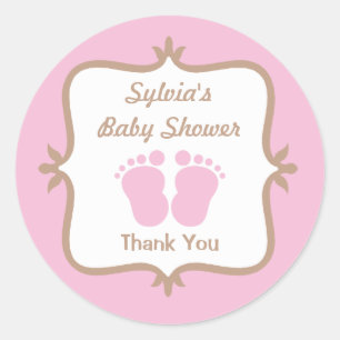 Sticker rond rose pieds pour bébé