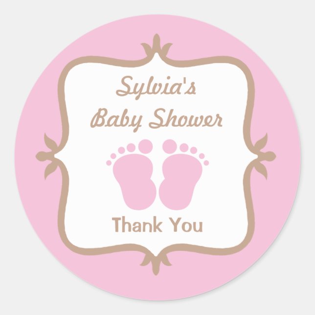 Sticker rond rose pieds pour bébé (Devant)