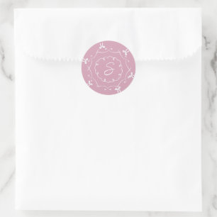 Sticker Rond Rose Pink Filigree Merci mariage Faveur