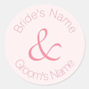 Sticker Rond Rose Pink Simply Elegant Mariage de mariée et de c