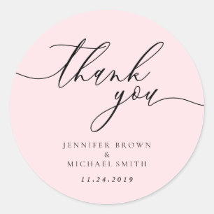 Sticker Rond Rose Poudre Propre Simple merci moderniste