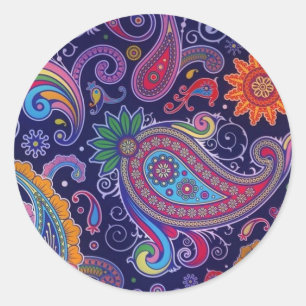 Sticker Rond Rose pourpre de Paisley