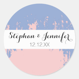 Sticker Rond Rose Quartz et Serenity Blue Paint Strokes