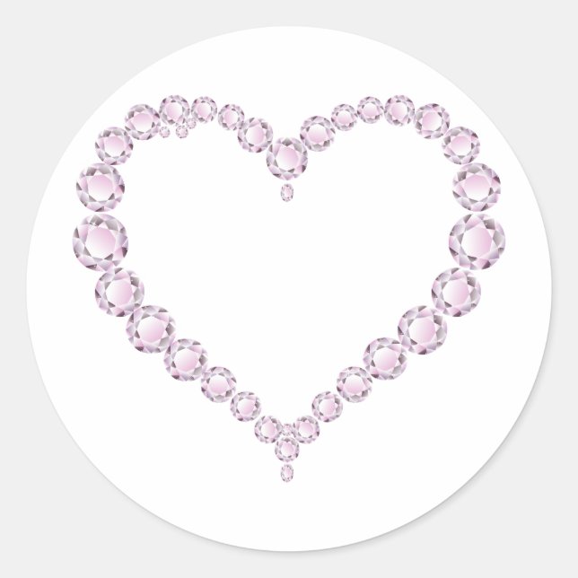 Sticker Rond Rose Quartz Gem Heart (Devant)