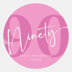 Sticker Rond Rose Quatre-vingt-dix-neuf-dixième fête d'annivers