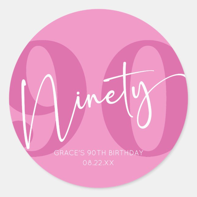 Sticker Rond Rose Quatre-vingt-dix-neuf-dixième fête d'annivers (Devant)