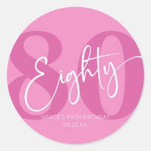 Sticker Rond Rose Quatre-vingts 80ème anniversaire Fête Faveur