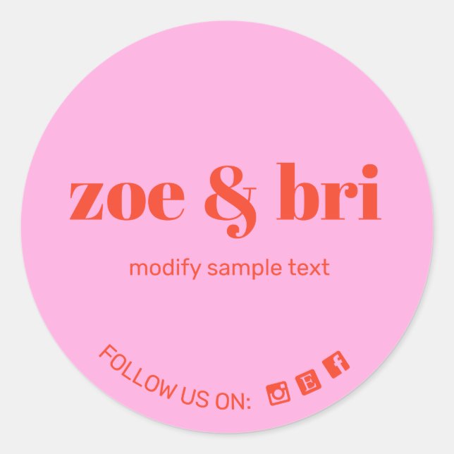 Sticker Rond Rose Red Ajouter Votre Logo Social Media (Devant)