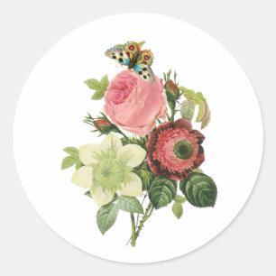 Sticker Rond Rose redoute vintage PixDezine