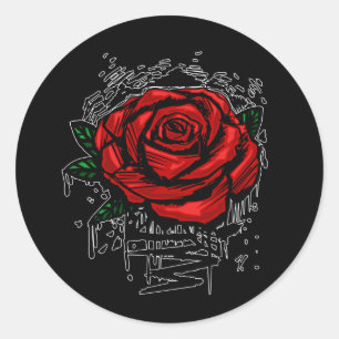 Sticker Rond Rose robuste