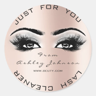 Sticker Rond Rose Rose Beauté Parties scintillant Gris Lash Net