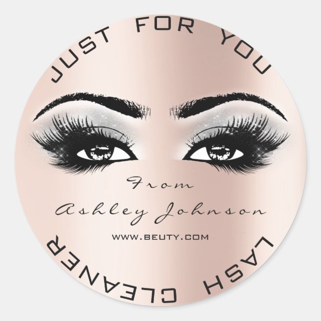 Sticker Rond Rose Rose Beauté Parties scintillant Gris Lash Net (Devant)