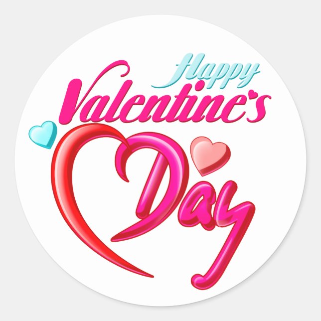 Sticker rond rose rose Coeur Saint Valentin (Devant)