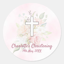 Sticker Rond Rose rose fille florale Christine