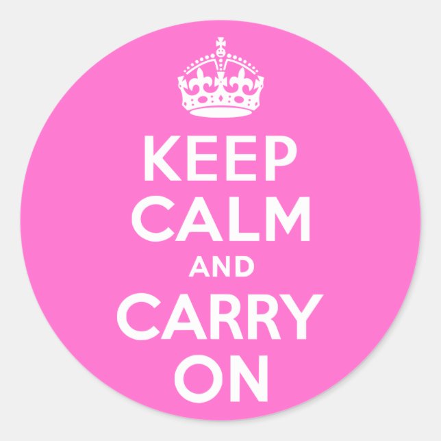 Sticker Rond Rose rose Gardez le calme et continuer (Devant)