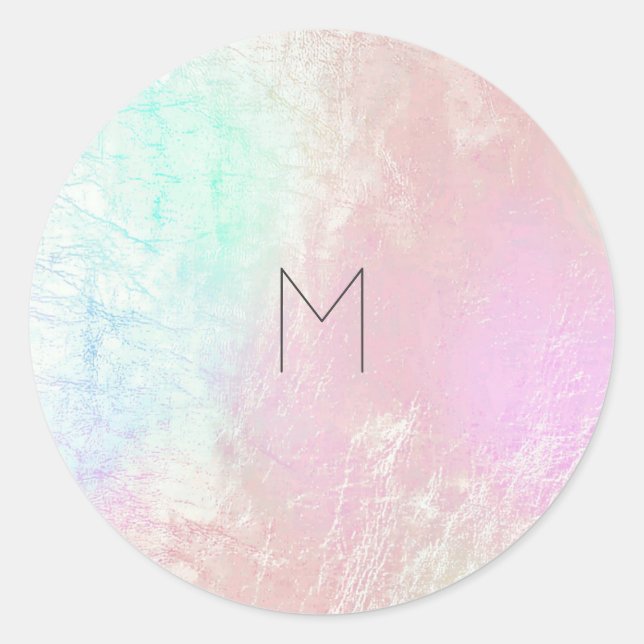 Sticker Rond Rose rose Perle Mer Maillot Monogramme métallique (Devant)