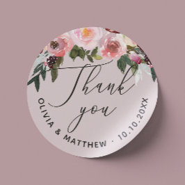 Sticker Rond Rose rose poussiéreuse élégante. Merci de mariage 