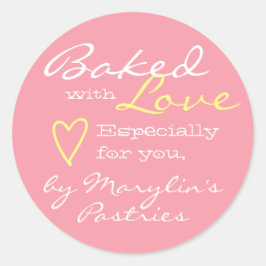 Sticker Rond Rose rose simple fait avec amour Coeur Pastel