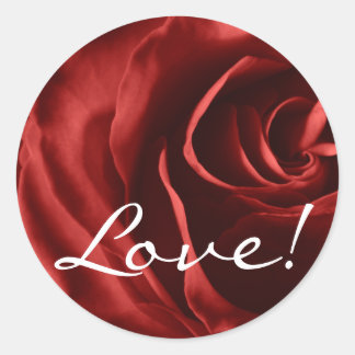 Sticker Rond Rose rouge, Amour !