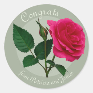 Sticker Rond Rose rouge Félicitations Examens Célébrations CC08