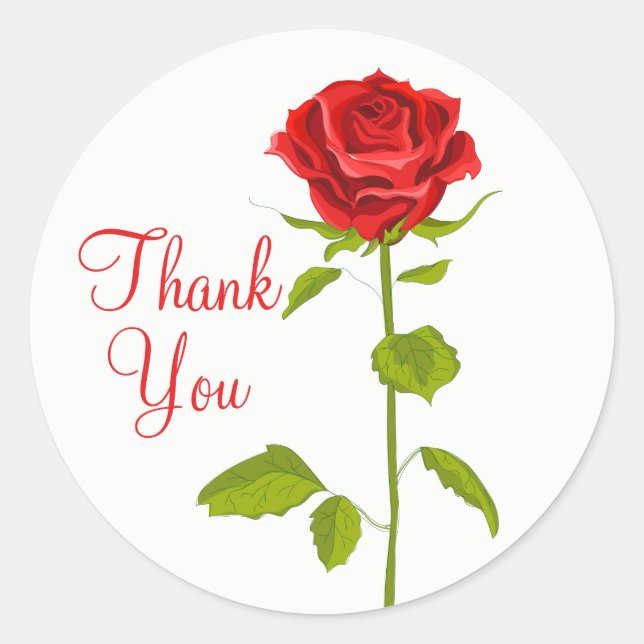Sticker Rond Rose rouge Floral Merci Fleurs de mariage Jardin (Devant)