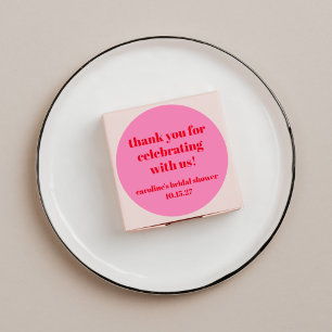 Sticker Rond Rose rouge gras personnalisé Remerciement pour ent