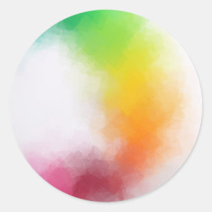 Sticker Rond Rose Rouge Jaune Bleu Abstrait Art Vierge
