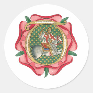 Sticker Rond Rose rouge médiévale