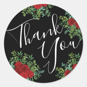 Sticker Rond Rose rouge noir Mariage gothique foncé
