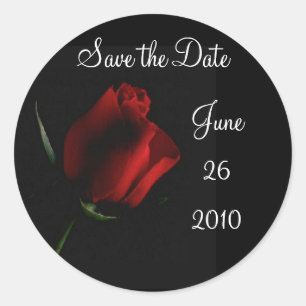 Sticker Rond Rose rouge sur la personnaliser noire