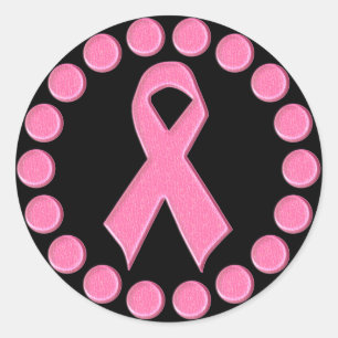 Sticker Rond Rose ruban