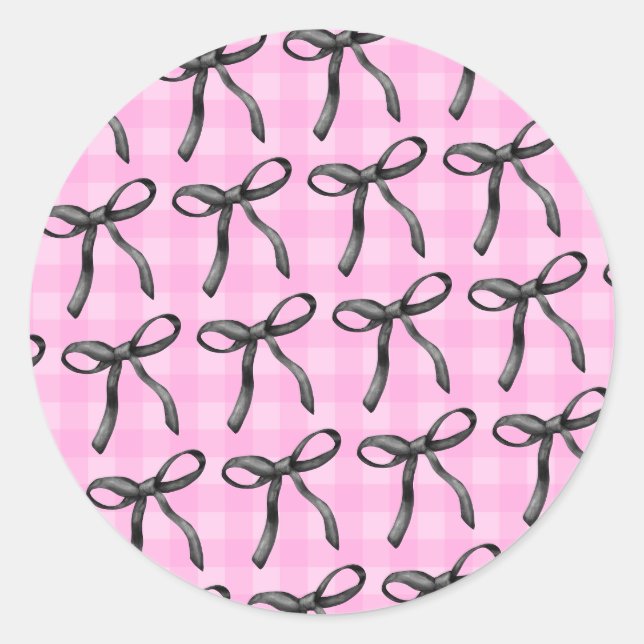 Sticker Rond Rose, Rubans et Coquette (Devant)