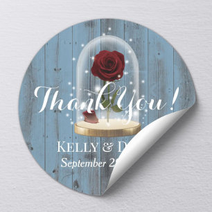 Sticker Rond Rose rustique de conte de verres Dome Dusty Mariag