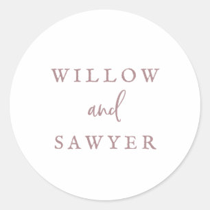 Sticker Rond Rose rustique  Gold Script Mariage Enveloppe sceau