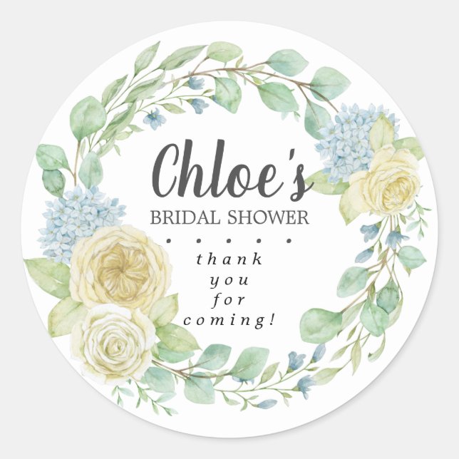 Sticker Rond Rose rustique Hydrangea Merci Fête des mariées (Devant)