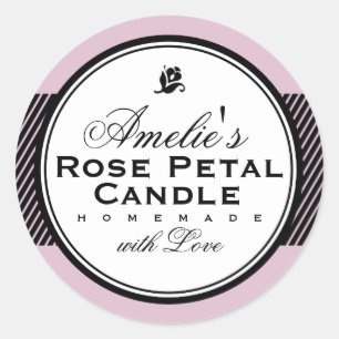 STICKER ROND ROSE   SAVON PERSONNALISÉ ET BÂTIMENT À BOUGIES