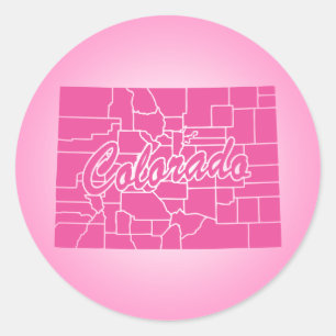 Sticker rond rose State Colorado